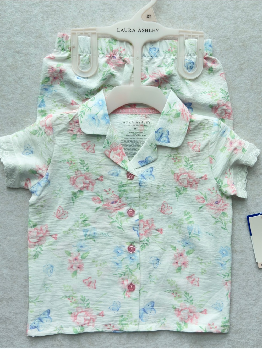 Laura Ashley Toddler Girls Floral Butterfly 2-Piece Pajama Set Size 2T NWT NEW